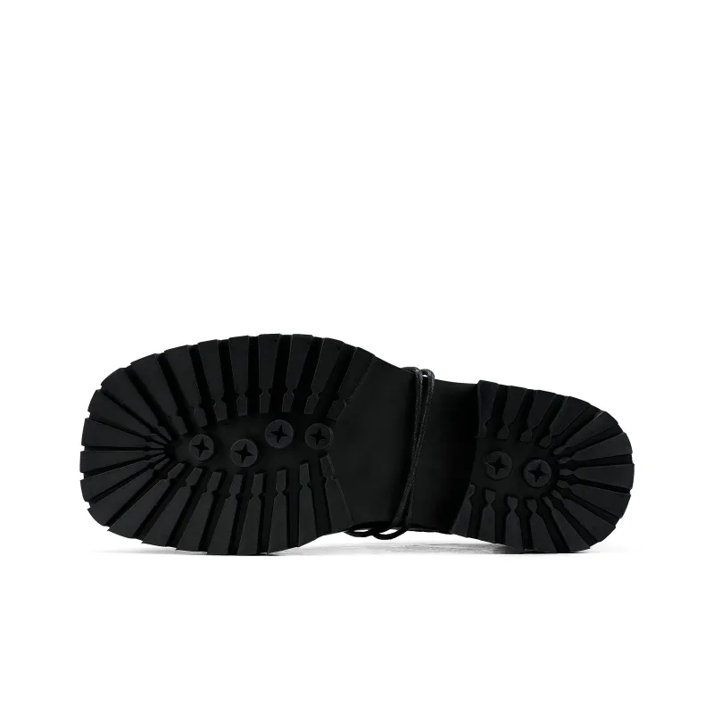 HANQIAORIJI Black Blood Series Square Toe Derby Men's Black-6