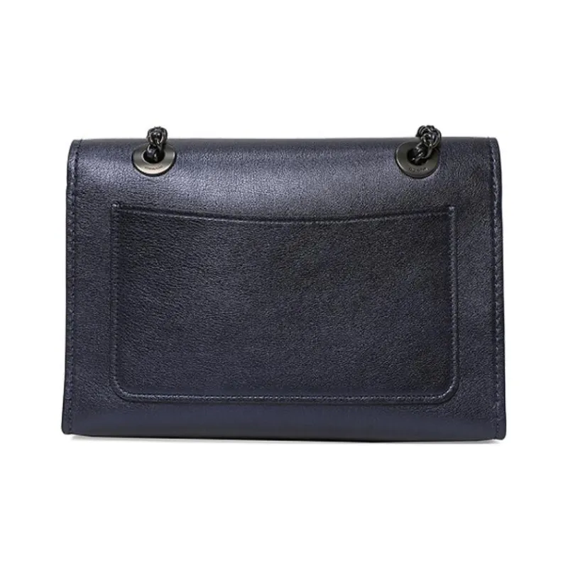COACH Parker Leather Shoulder Bag, Crossbody Bag Medium Size Women's Dark Blue-3