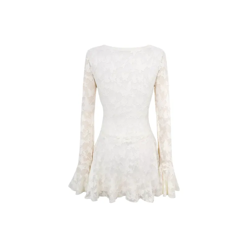 POPO.INFO Long Sleeved Dress Women's Ecru-1