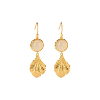 Royal Heaven's Choice Earrings Pale Greenish White Jade Unisex