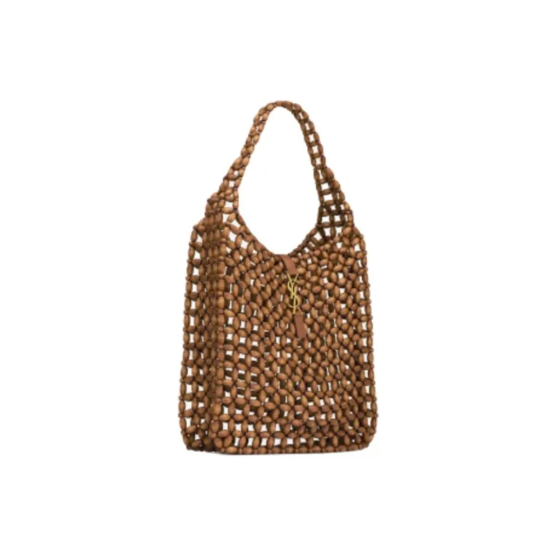SAINT LAURENT LE5A7 Wooden Shoulder Bag Tubas Women's Light Wood & Brick Red-2