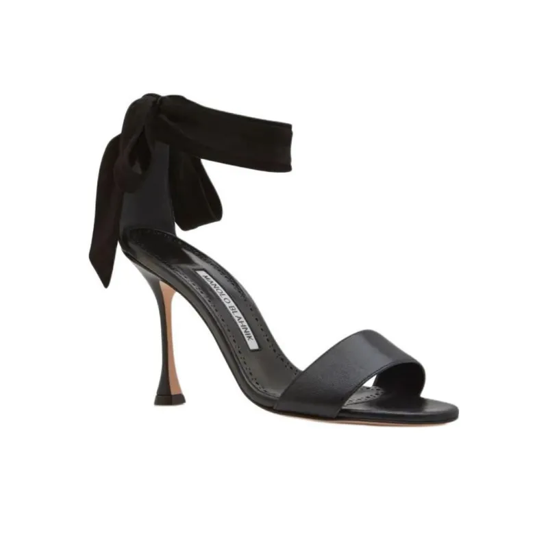 MANOLO BLAHNIK CHASTANA Strap Sandals 10.5cm Women's Black-1
