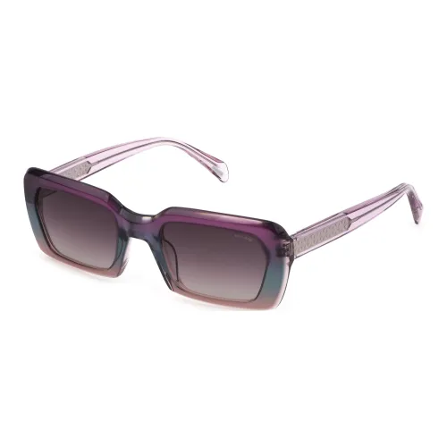 Police Acetate Rectangular Sunglasses Women's Purple