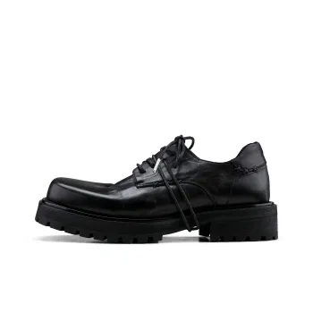 HANQIAORIJI Black Blood Series Square Toe Derby Men's Black