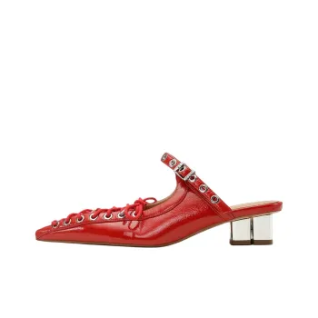 GANNI Closed Toe Slippers 3.5cm Women's Red