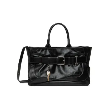 OSOI Leather Shoulder Bag, Crossbody Bag, Handbag Regular Women's Black
