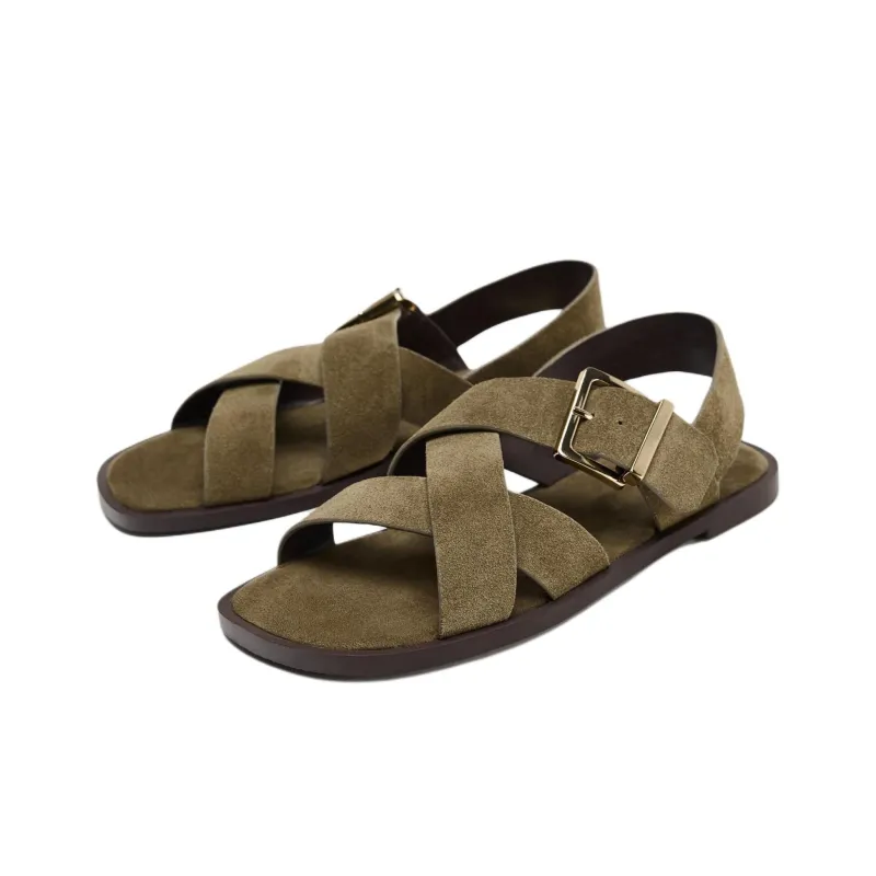 ZARA One Strap Sandals Women's Green-2