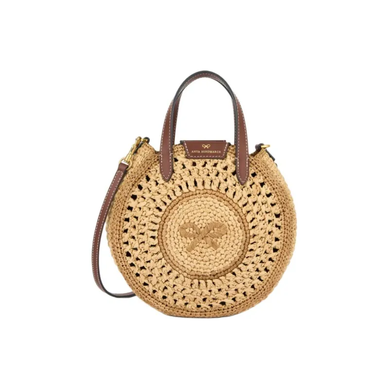 Anya Hindmarch Raffia Shoulder Bag Crossbody Bag Handbag Small Size Women's Beige-0