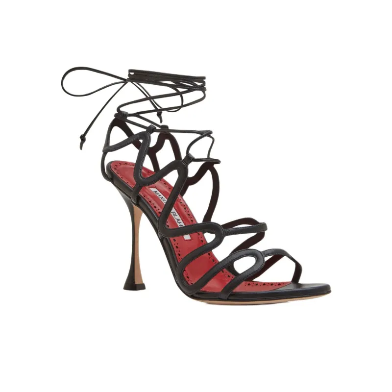 MANOLO BLAHNIK Fawda Roman Sandals 10.5cm Women's Black-2
