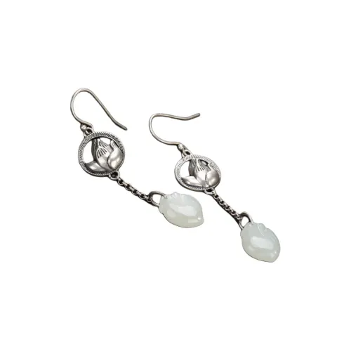 Royal Heaven's Choice Earrings Pale Greenish White Jade Unisex