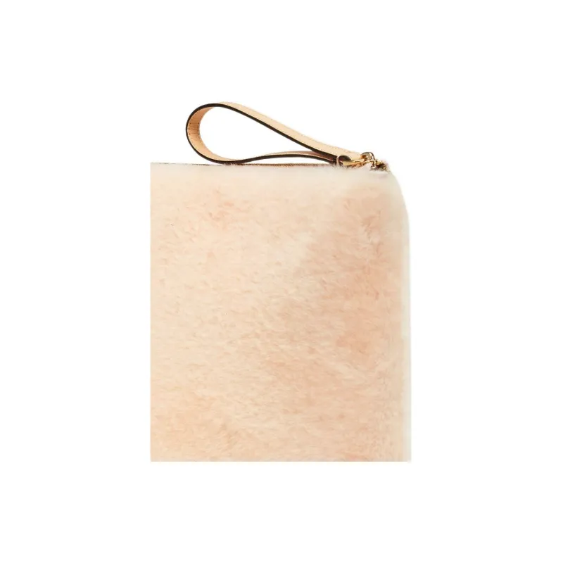 FENDI Sheepskin Combined With Calfskin Clutch Large Size Women's Light Pink-4
