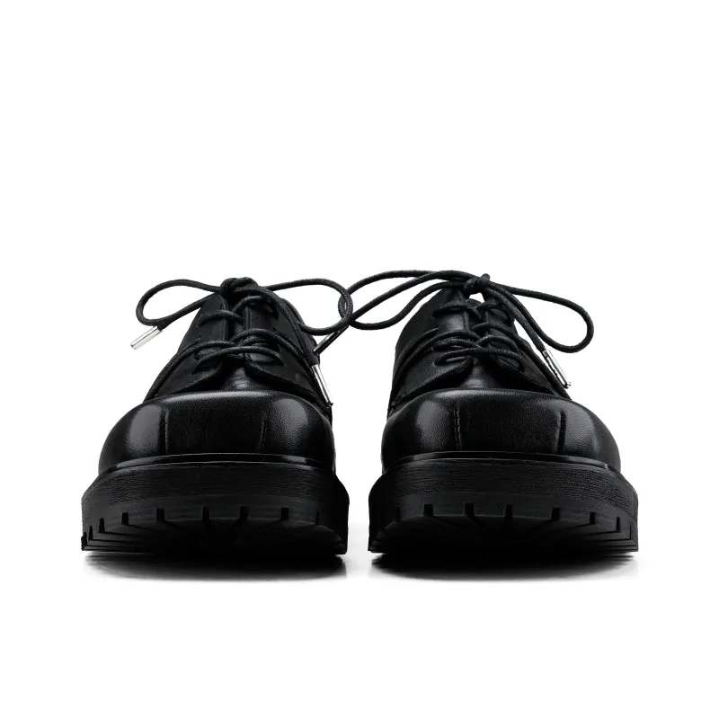 HANQIAORIJI Black Blood Series Square Toe Derby Men's Black-3