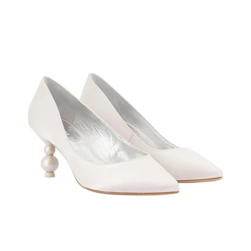 Sophia Webster Perla Slim Heel High Heels 7cm Women's Ivory White-2