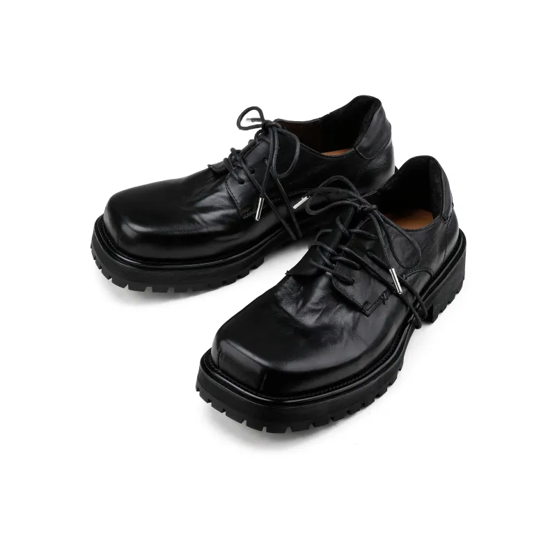 HANQIAORIJI Black Blood Series Square Toe Derby Men's Black-2