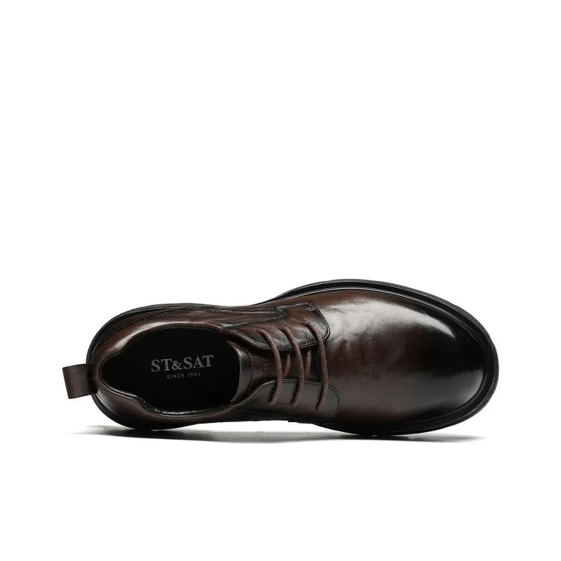 ST&SAT Fashion Genuine Leather Men's Versatile Casual Shoes-7