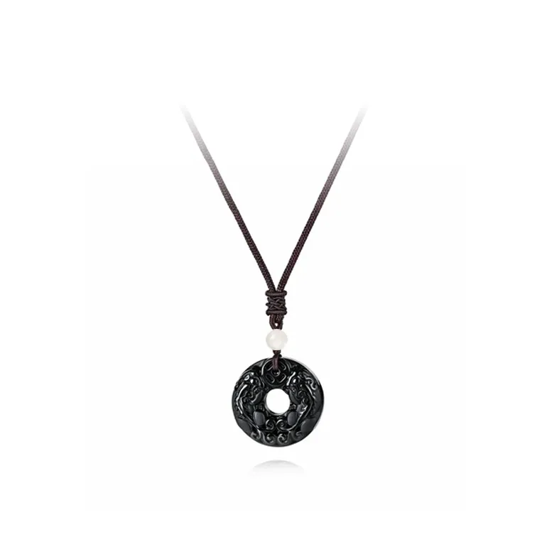 Ancient Jewelry Obsidian Necklaces Unisex-0