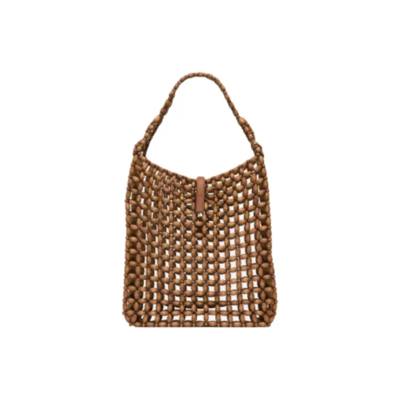 SAINT LAURENT LE5A7 Wooden Shoulder Bag Tubas Women's Light Wood & Brick Red-4