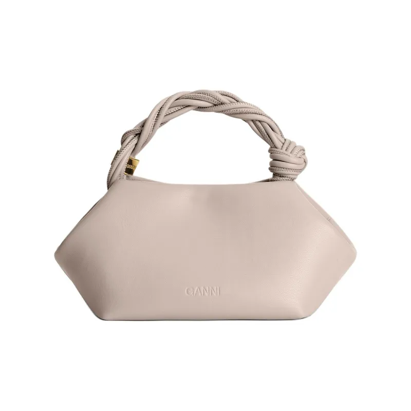 GANNI Recycled Leather One Shoulder Handbag Trumpets Women's Oyster Gray-3