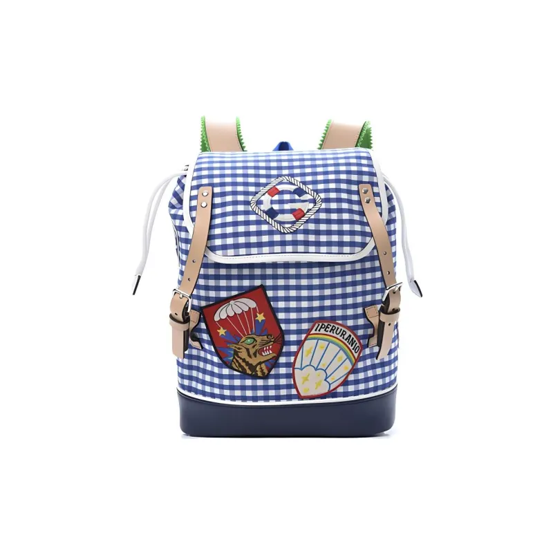 GUCCI Canvas With Leather Backpack Kids' Blue/White-0
