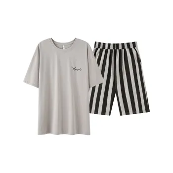 White Ran Pajama Set Men's Gray