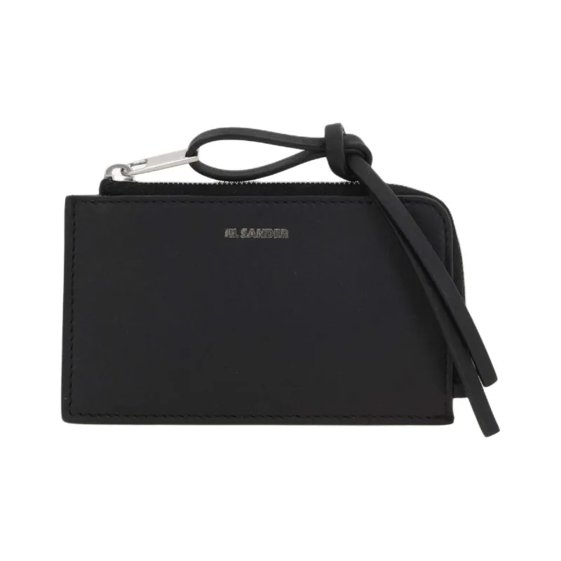 JIL SANDER Cow Leather Key Pouch Men's Black-0
