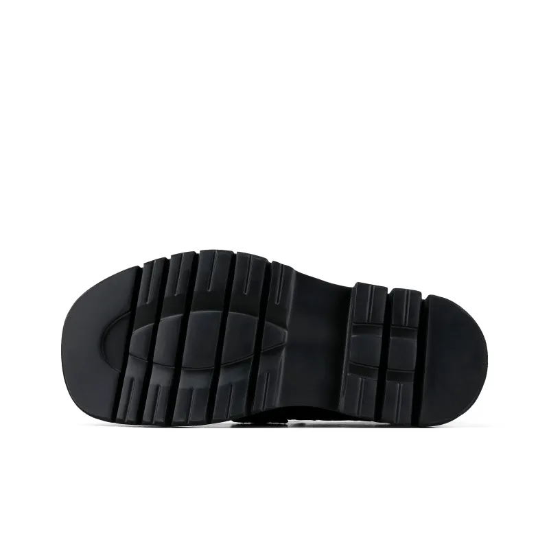 HANQIAORIJI Black Blood Series Square Toe Loafers Men's Black-7