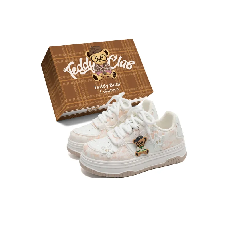 Teddy Bear Collection Slip Resistant Height Increasing Low Top Skateboard Shoes Women's-0