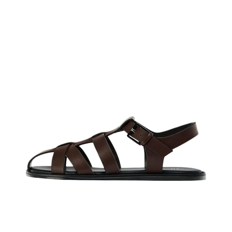 ZARA Roman Sandals 1.5cm Women's Brown-0