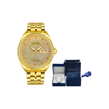 LOUIE JUELEN Automatic Mechanical Movement Stainless Steel Watchband Watch Men's Watches Gold Dial