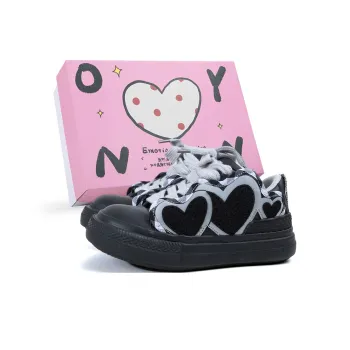 OYNN Young Baby Series Snaps Hook and Loop Pain Shoes Anti Slip Wear Resistant Low Top Skateboard Shoes Women's Black