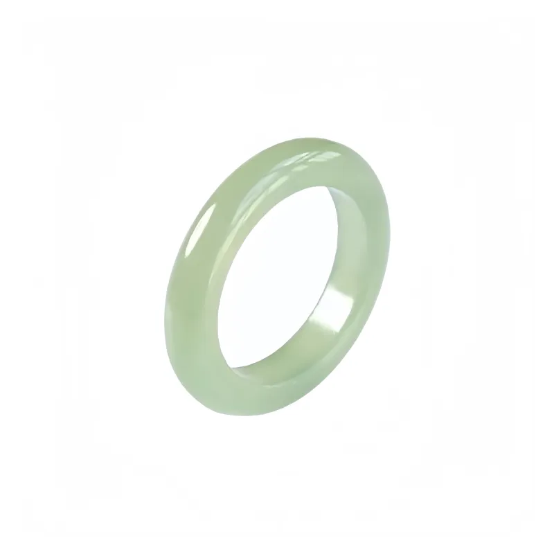 MY WORLD BEGINS AND ENDS WITH YOU Hetian Jade Rings Pale Greenish-White Jade Unisex-4