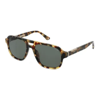 Police Acetate Irregular Shape Sunglasses Men's Tortoiseshell