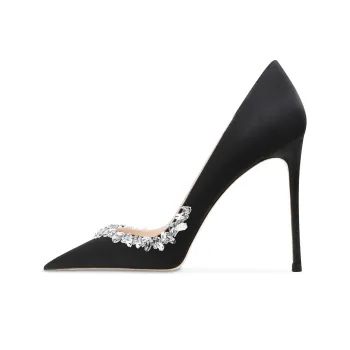 Ganxiaojie Star Chain Rhinestone Style Slim Heel High Heels Women's Black