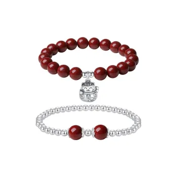 CARAT'S DIARY Reconstructed Cinnabar Bracelets Unisex