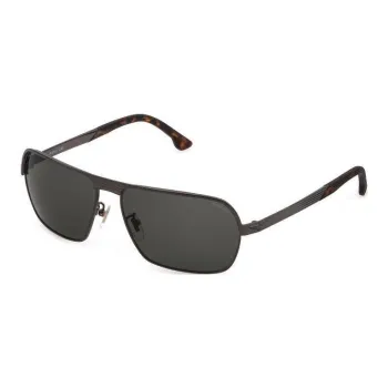Police Metal Rectangular Sunglasses Men's Gray