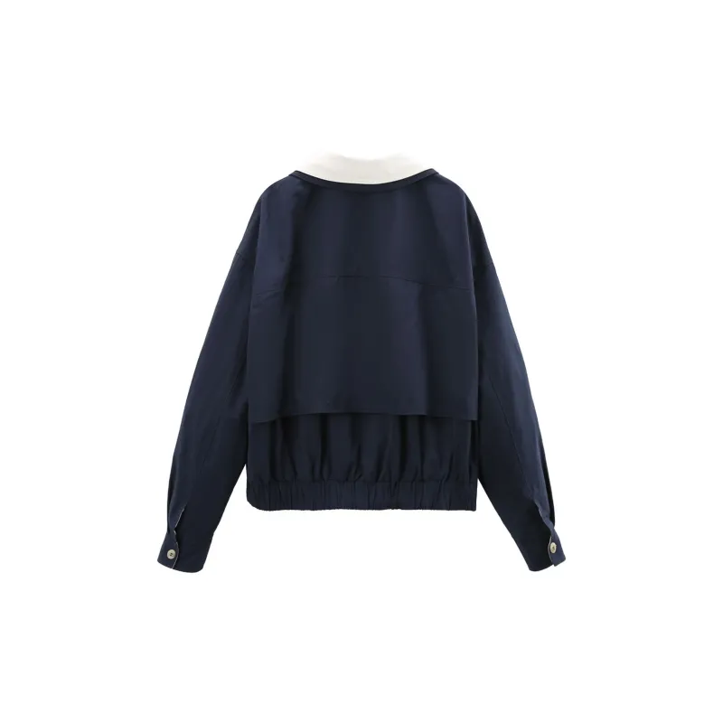 A Paradise For Awakening Jackets Coats Women's Navy Blue-1