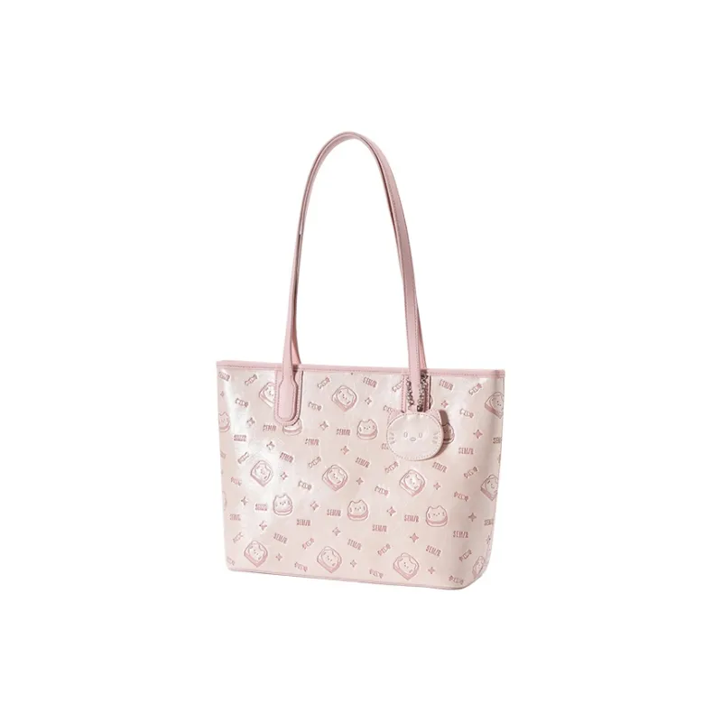 SEM/R Kitten Sketch PU Tote Bag, Shopping Bag, Shoulder Bag Large Size Women's Multicolor-2