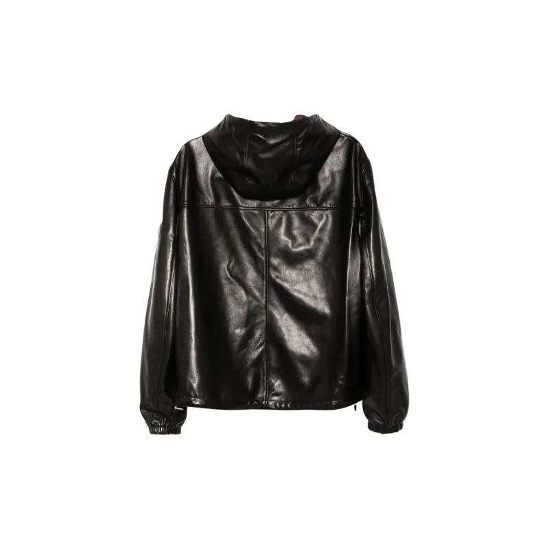 VERSACE Leather Hooded Jacket-1