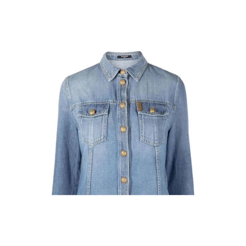 BALMAIN Shirts Women's Blue-4