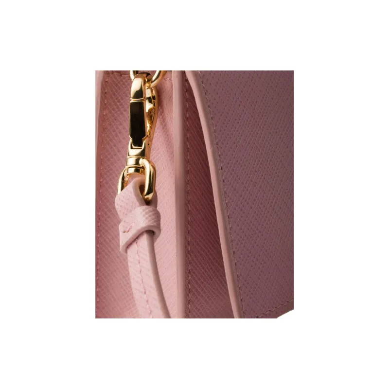PRADA Saffiano Calfskin Crossbody Bag Mini Women's Peach Pink-3