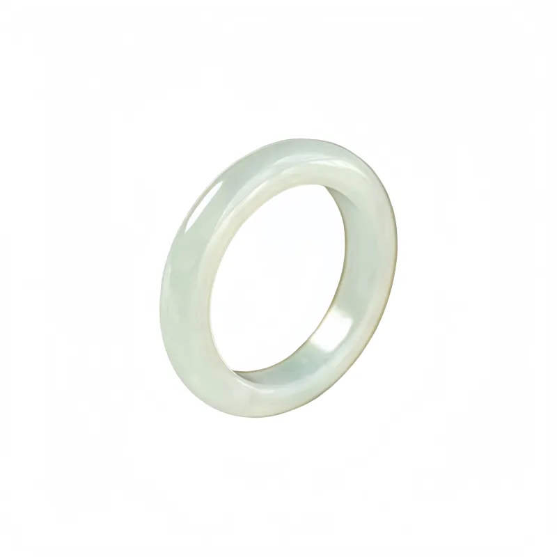 MY WORLD BEGINS AND ENDS WITH YOU Hetian Jade Rings Pale Greenish-White Jade Unisex-0