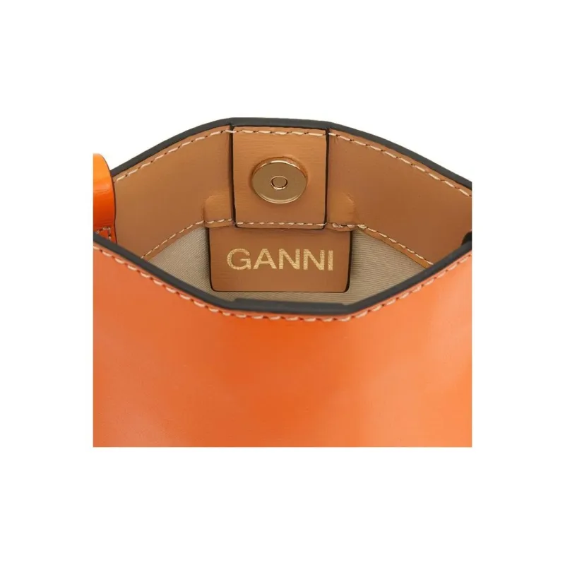 GANNI Polyurethane Handbag Shoulder Bag Crossbody Bag Small Size Women's Orange-5
