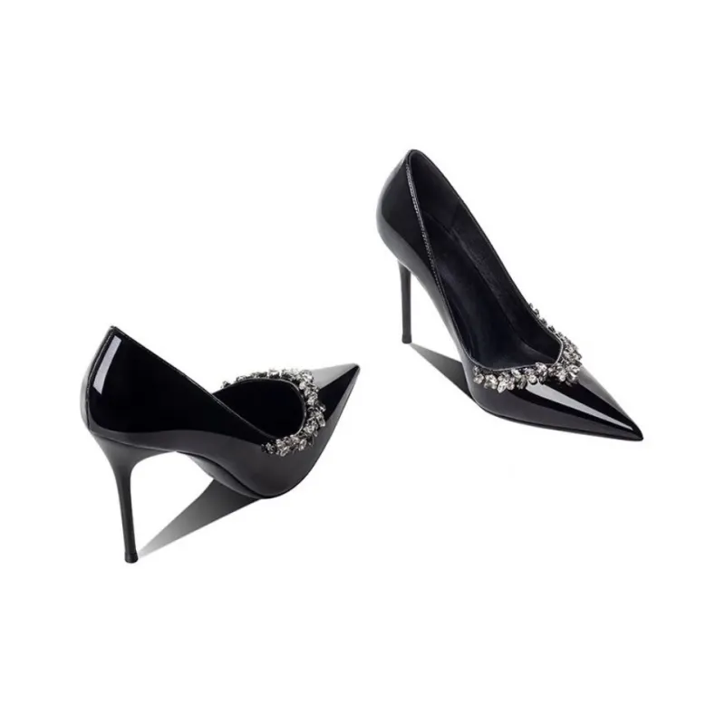 CZRSK Slim Heel High Heels Women's Black-2