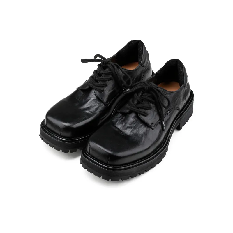 HANQIAORIJI Black Blood Series Square Toe Derby Men's Black-1