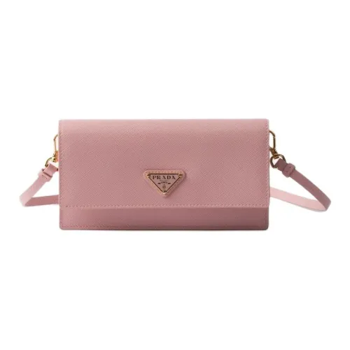 PRADA Saffiano Calfskin Crossbody Bag Mini Women's Peach Pink