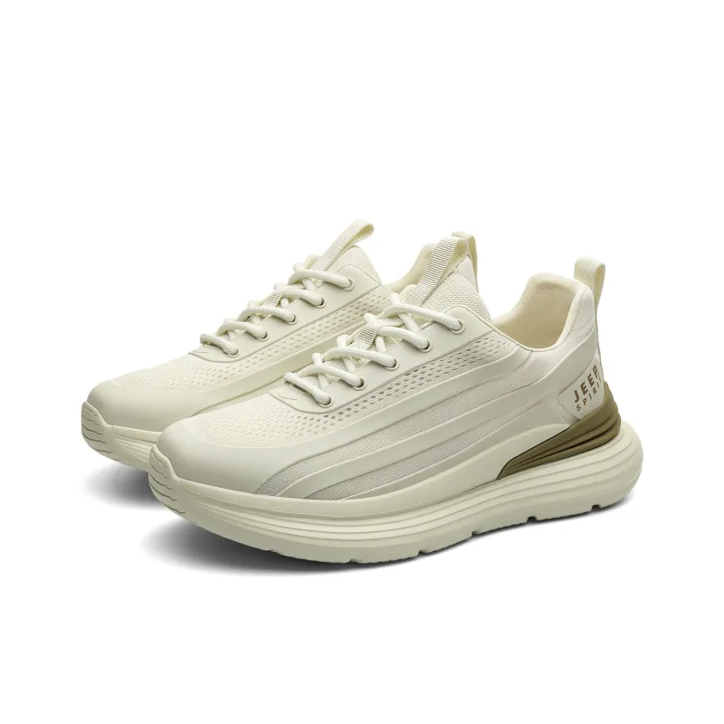 JEEP SPIRIT Anti-Slip And Wear-Resistant Coverage Low-Top Running Shoes Men's Sand Fox White-1