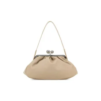 MaxMara Leather Shoulder Bag Women's Natural