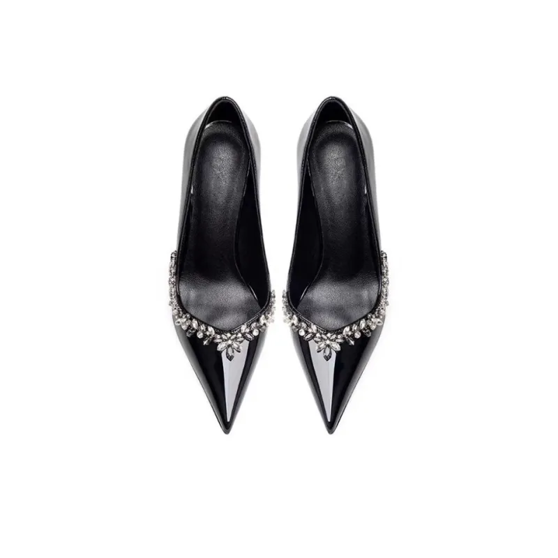 CZRSK Slim Heel High Heels Women's Black-1
