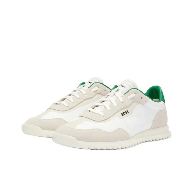 HUGO BOSS Zayn Low Top Casual Shoes Men's Beige Green-1