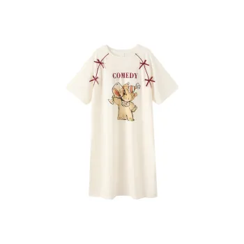 Gongdie x GANBEIXIAOGOUCHAHUA,LIANMINGKUAN Nightgown Women's Apricot